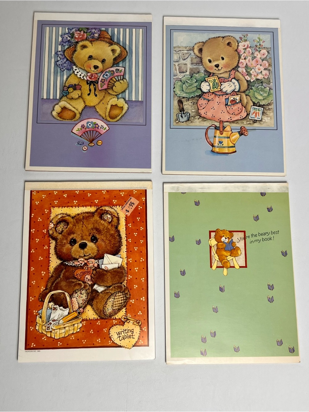 Lot of 4 VTG Notepads Teddy Bear by Mead Montag Morgan 80s 90s